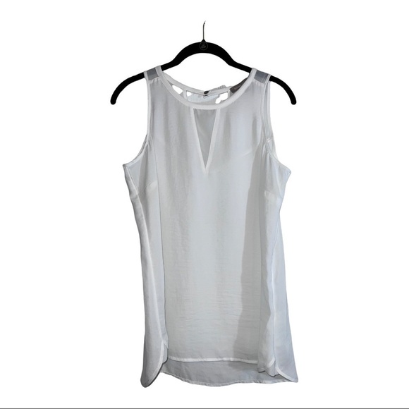 BANANA REPUBLIC White Sleeveless Career Business Top Blouse Sz M - Picture 1 of 12